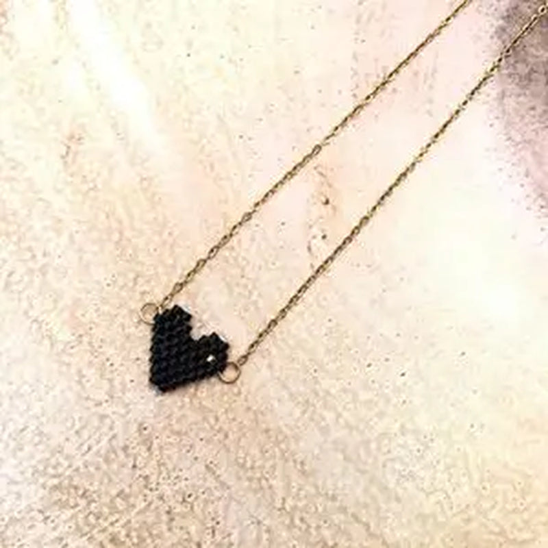 Woman Sweet Heart Necklace Stainless Steel Chain Choker Friendship Gift Handmade Miyuki Necklace Cute Collares Necklace