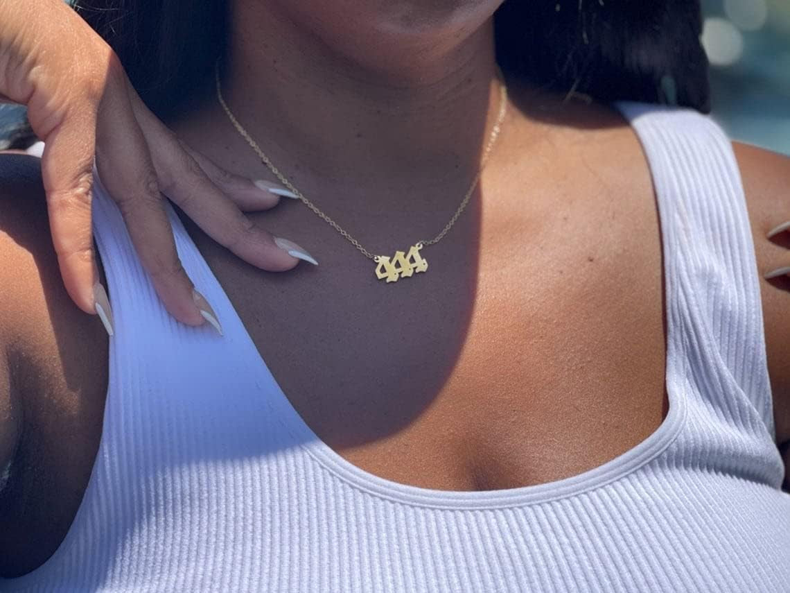 Angel Number Necklace for Women Number Necklace 000 111 222 333 444 555 666 777 888 999 Pendant Necklace Stainless Steel Numerology Gold Necklace,444