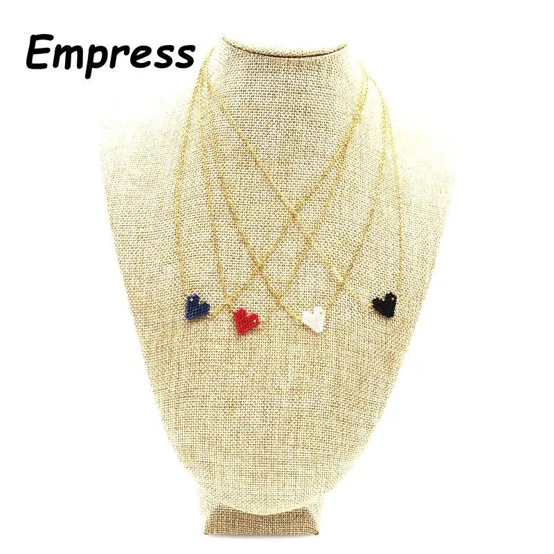Woman Sweet Heart Necklace Stainless Steel Chain Choker Friendship Gift Handmade Miyuki Necklace Cute Collares Necklace