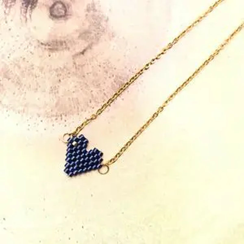 Woman Sweet Heart Necklace Stainless Steel Chain Choker Friendship Gift Handmade Miyuki Necklace Cute Collares Necklace