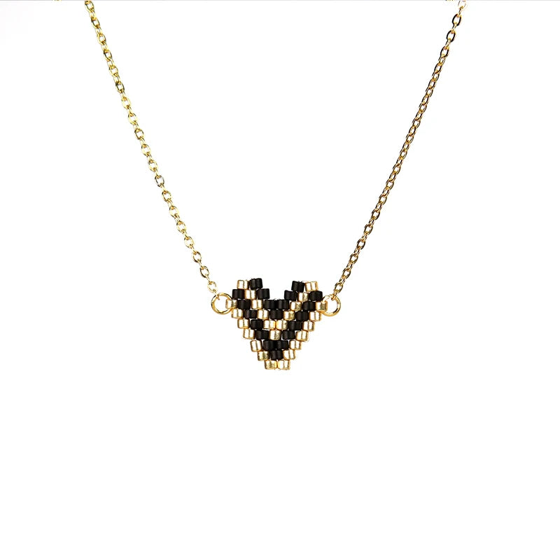 Woman Sweet Heart Necklace Stainless Steel Chain Choker Friendship Gift Handmade Miyuki Necklace Cute Collares Necklace