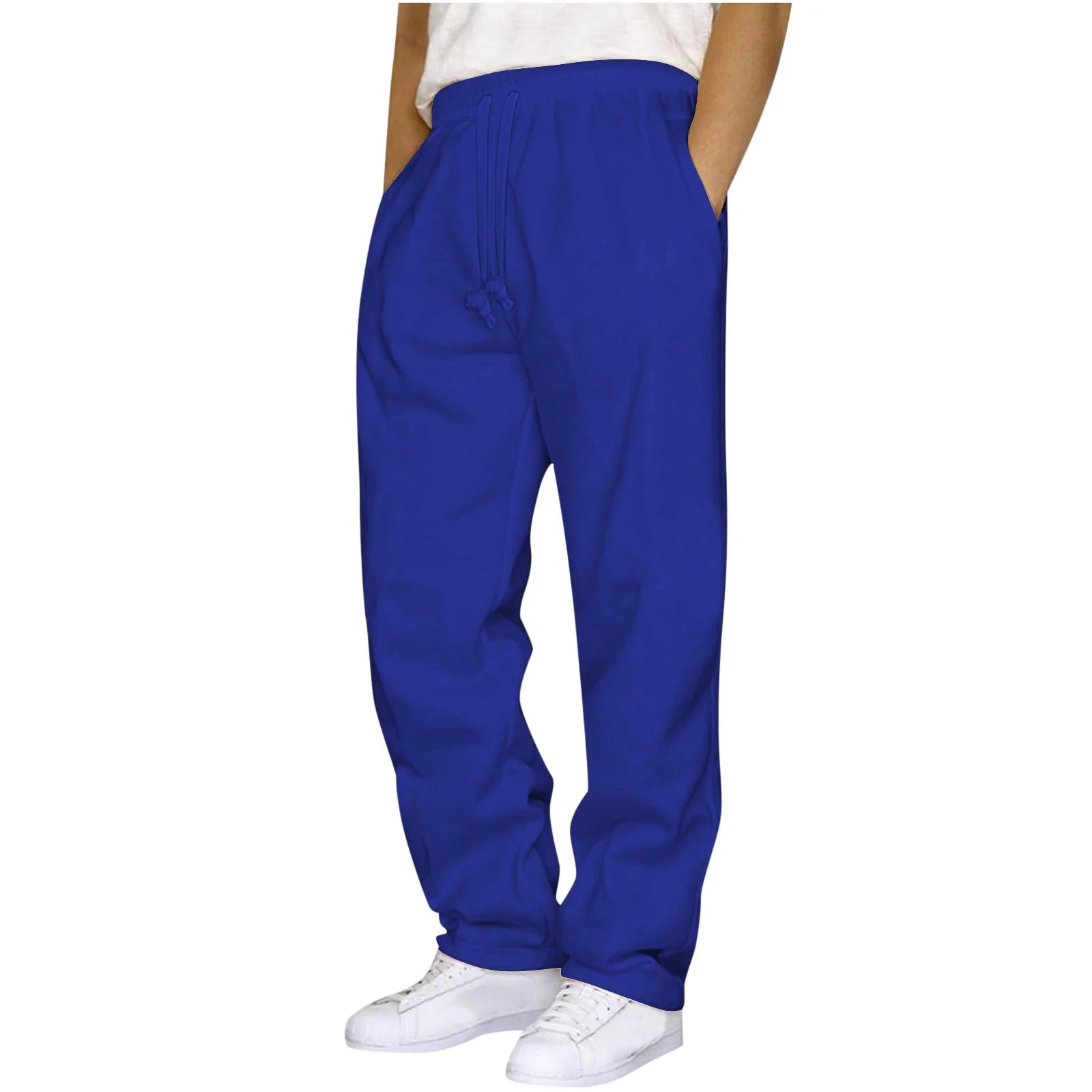 Mens Sweatpants with Pockets Outdoor Running Jogger Pants Elastic Waist Drawstring Workout Casual Sweatpants Open Bottom, Black S
