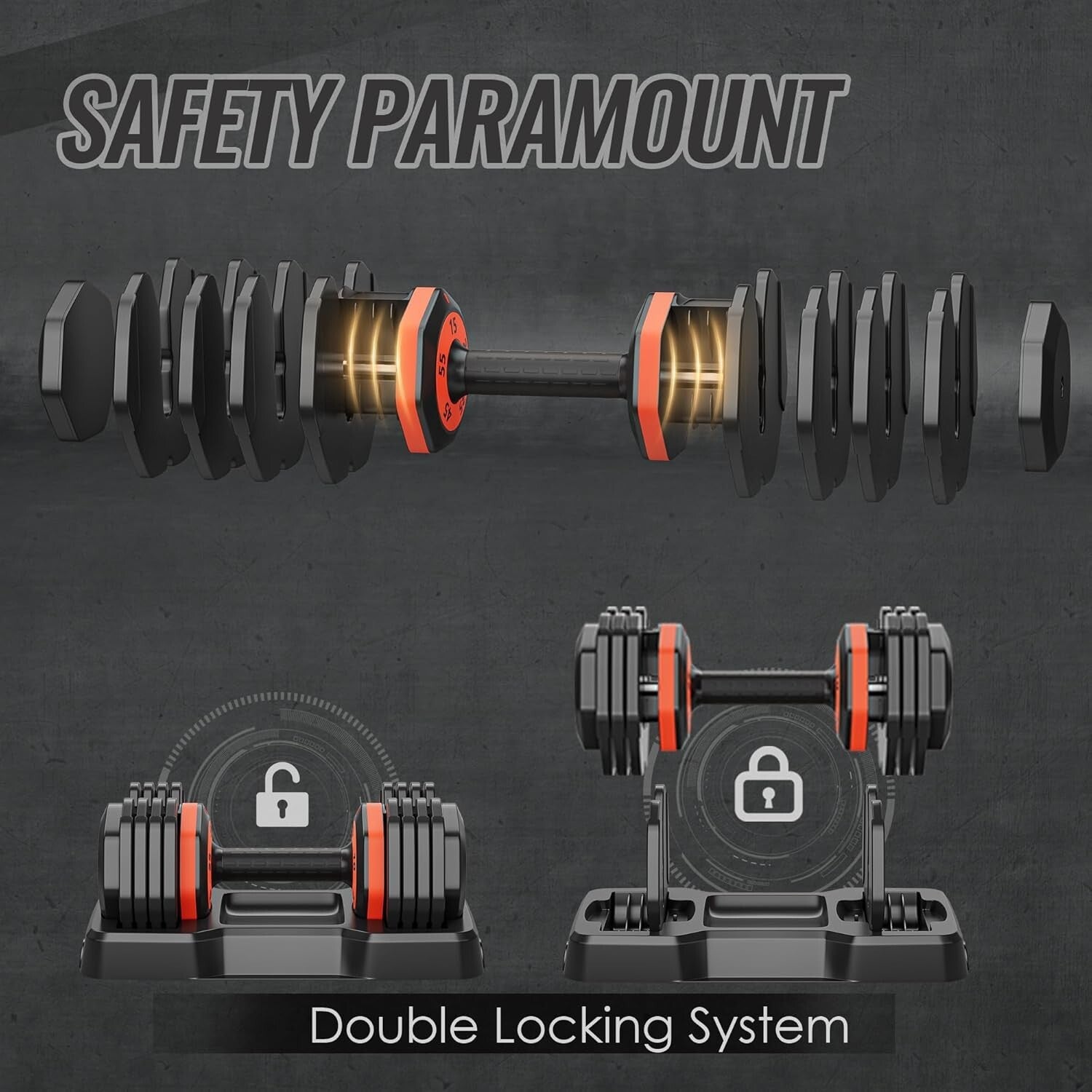 Adjustable Dumbbell Set 2X 25LB Dumbbell for Men & Women Body Building Training