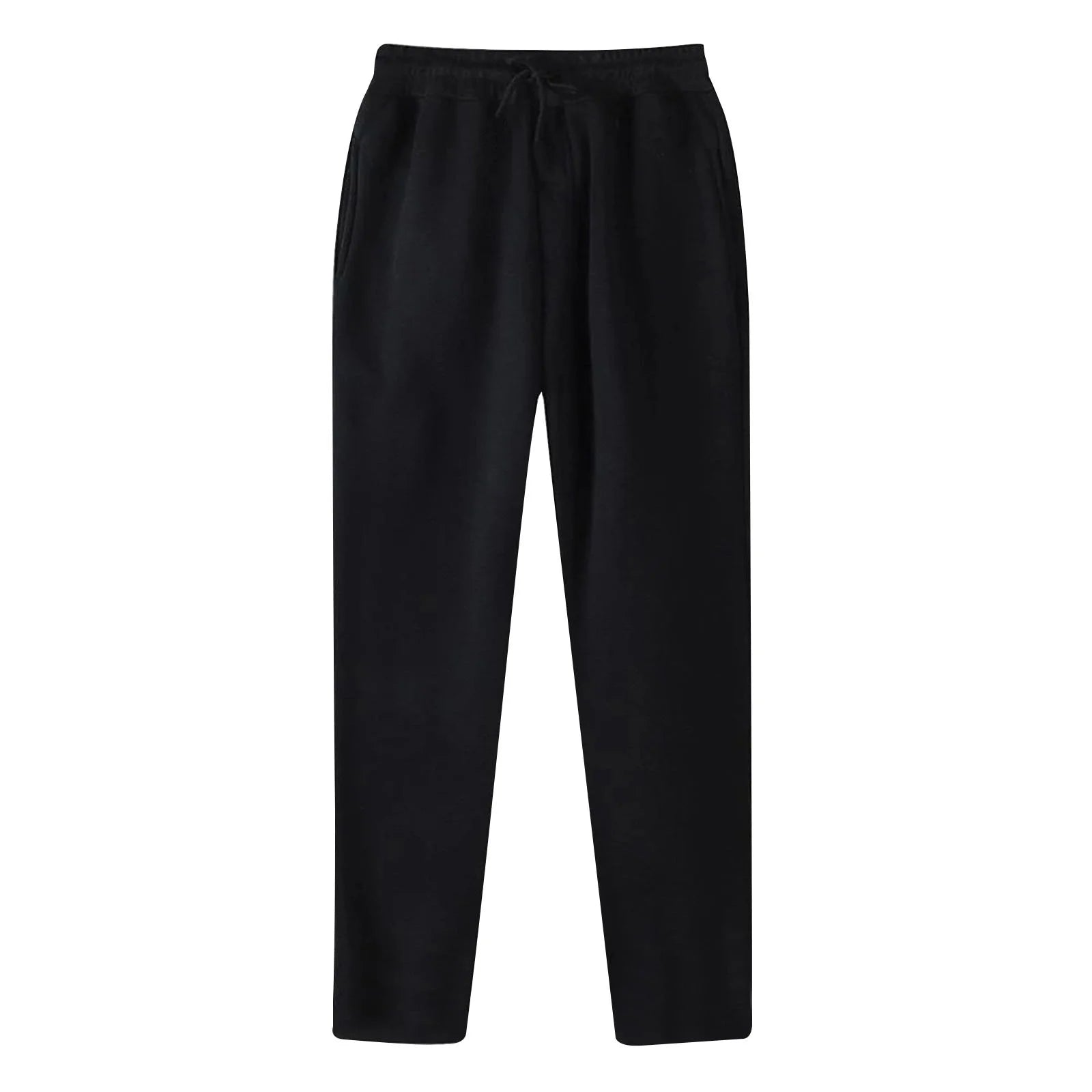 Mens Sweatpants with Pockets Outdoor Running Jogger Pants Elastic Waist Drawstring Workout Casual Sweatpants Open Bottom, Black S
