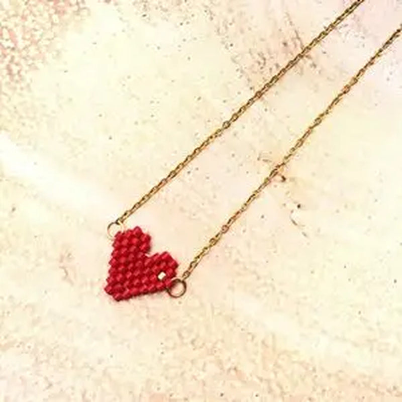 Woman Sweet Heart Necklace Stainless Steel Chain Choker Friendship Gift Handmade Miyuki Necklace Cute Collares Necklace