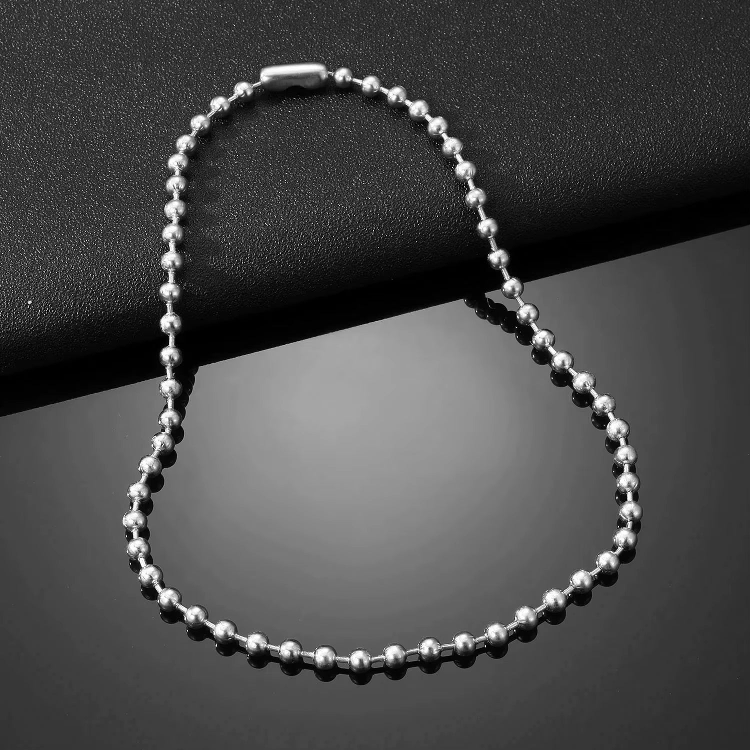 Stainless Steel Heart Necklaces for Women 6Mm Gold/Silver Color Metal Ball Bead Chain Choker Collier Femme Valentine&