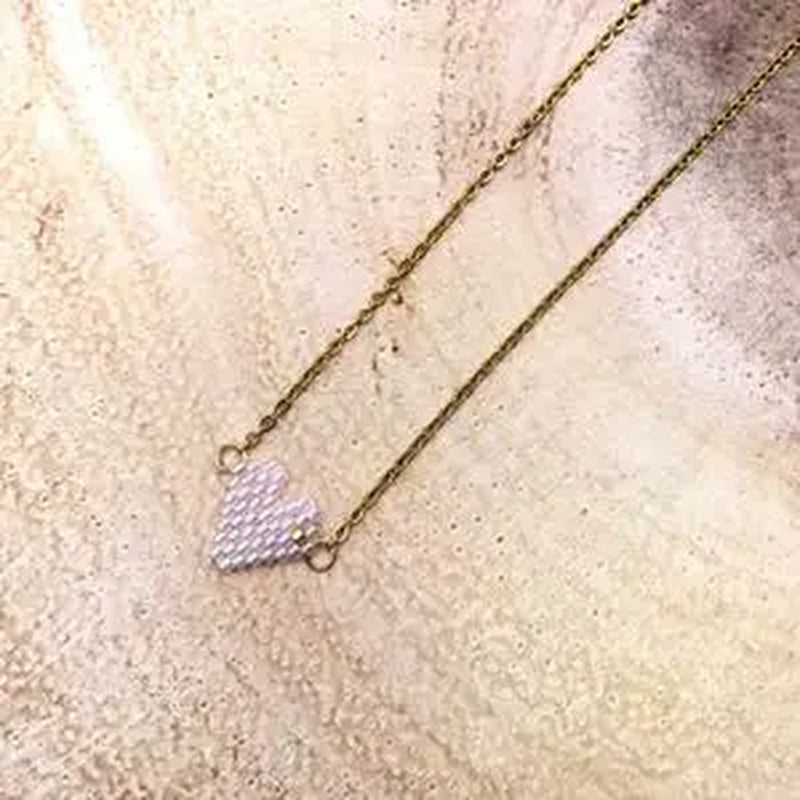 Woman Sweet Heart Necklace Stainless Steel Chain Choker Friendship Gift Handmade Miyuki Necklace Cute Collares Necklace