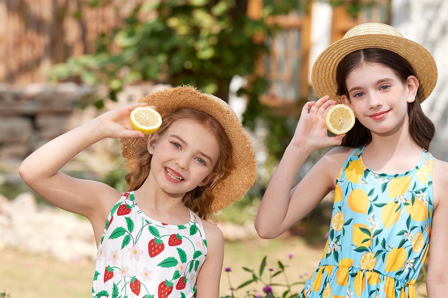 Girls Summer Casual Sleeveless Criss Cross Tank Dress Cute Shift Pleated Midi Sundress with Pockets 3-14Y