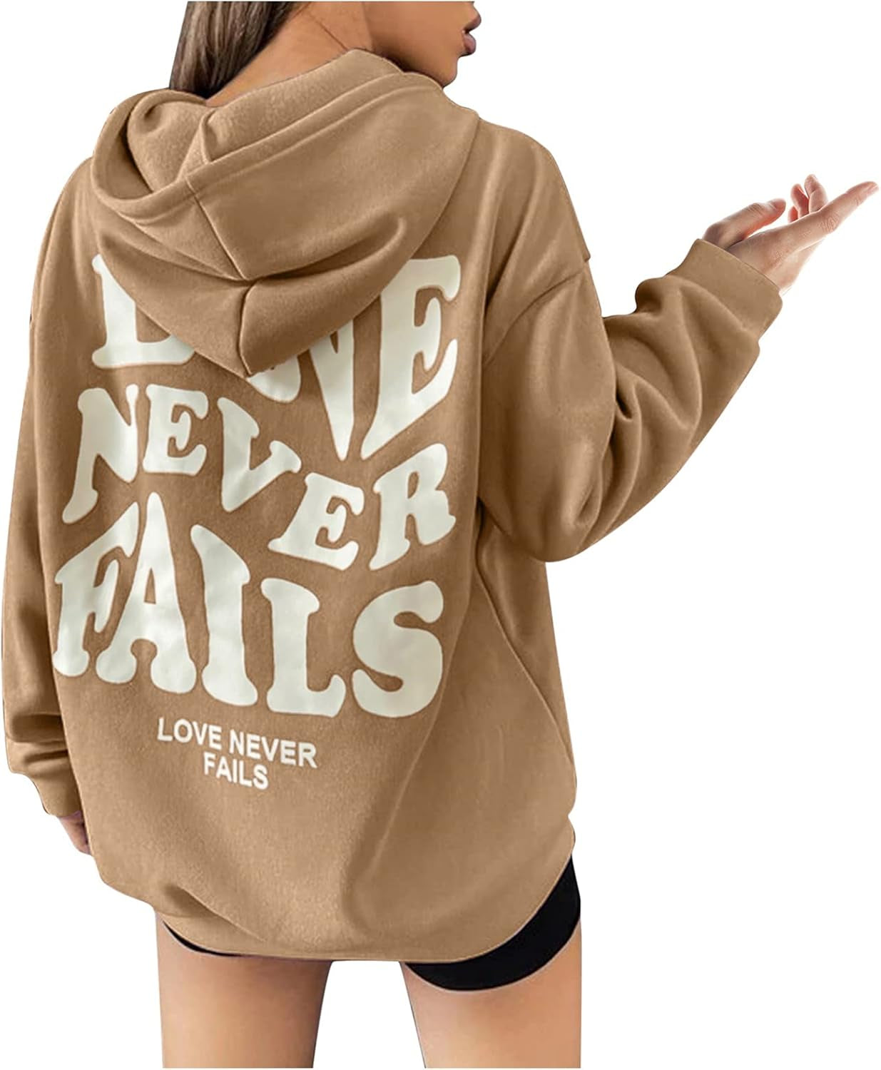 Women Letter Print Hoodies Oversize Casual Sweatshirts Long Sleeve Hooded Pullovers Graphic Tops Outwear