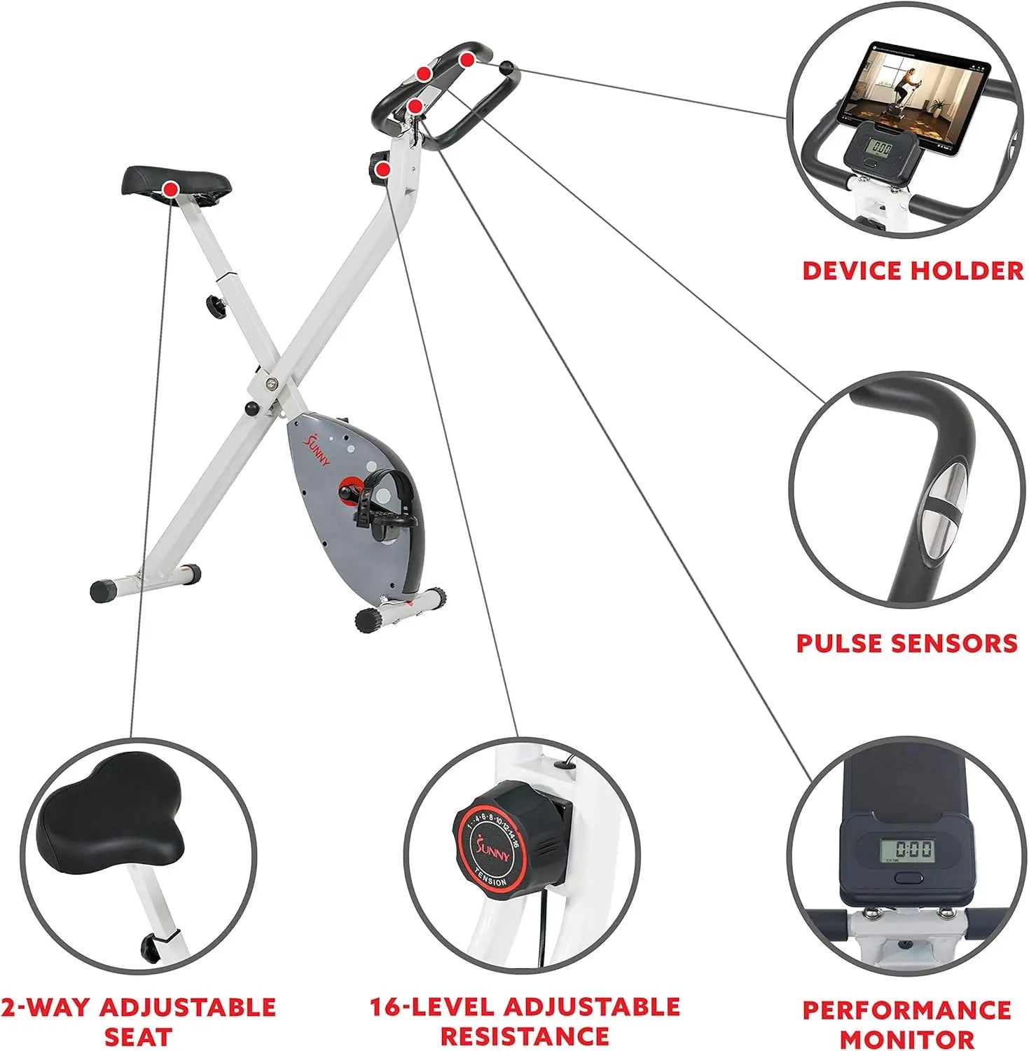 Exercise Bike W/Pulse Sensors & Adjustable Cushion Seat, Home Cardio Training Machine for Adults/Seniors&