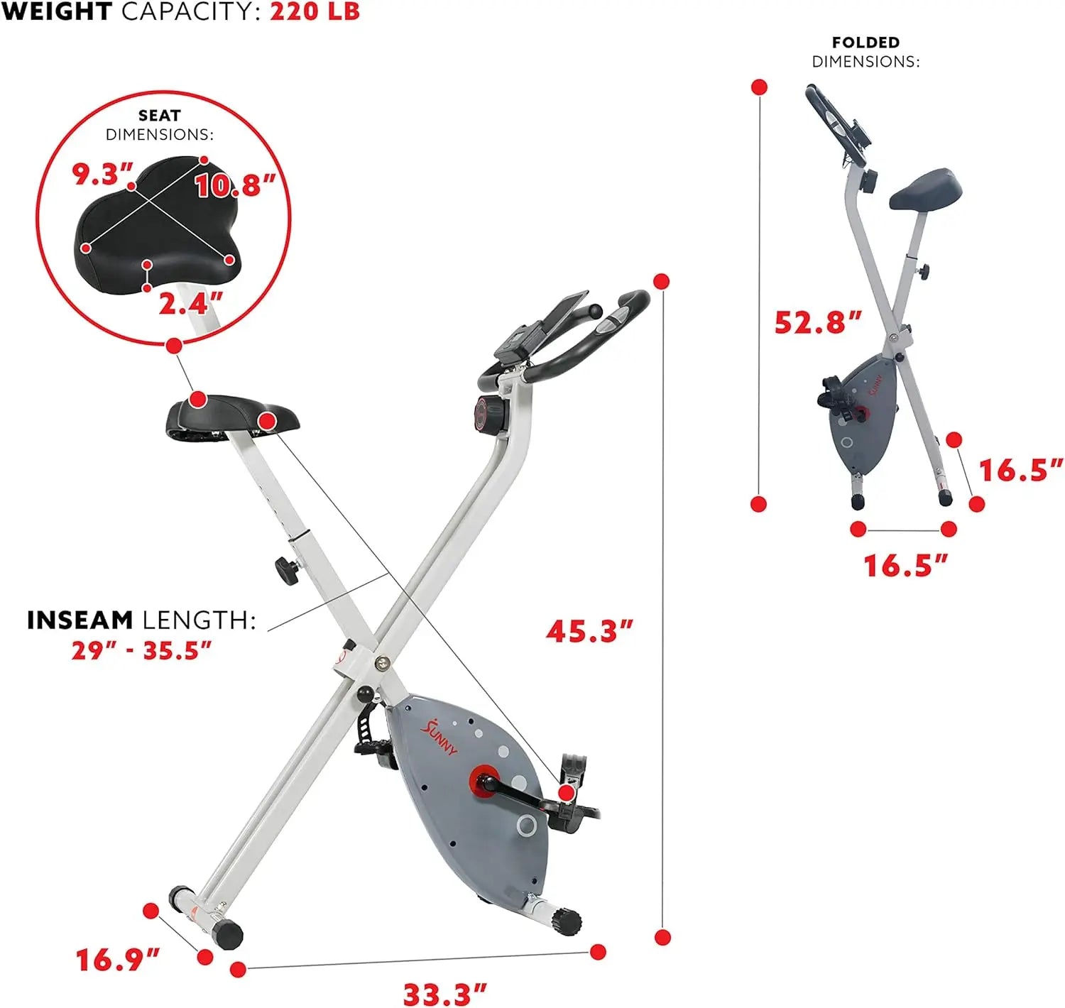 Exercise Bike W/Pulse Sensors & Adjustable Cushion Seat, Home Cardio Training Machine for Adults/Seniors&