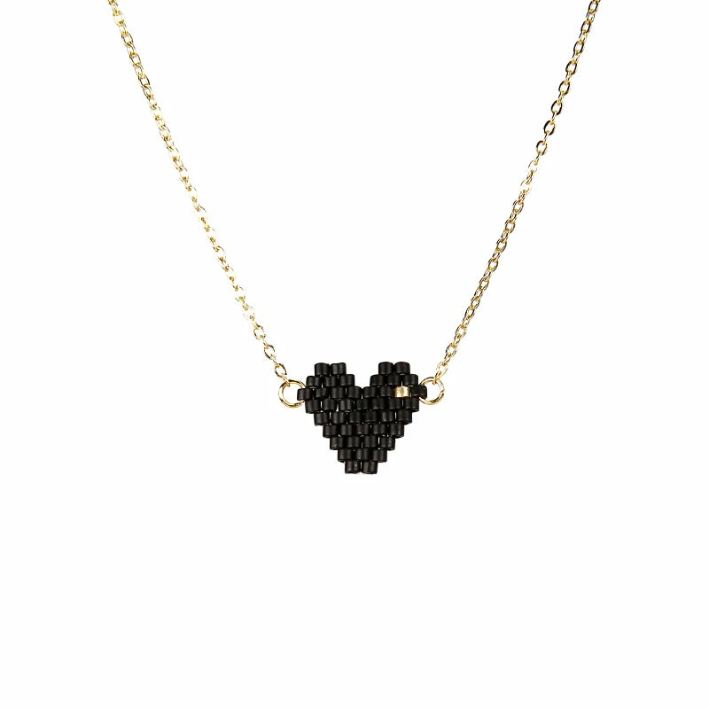 Woman Sweet Heart Necklace Stainless Steel Chain Choker Friendship Gift Handmade Miyuki Necklace Cute Collares Necklace