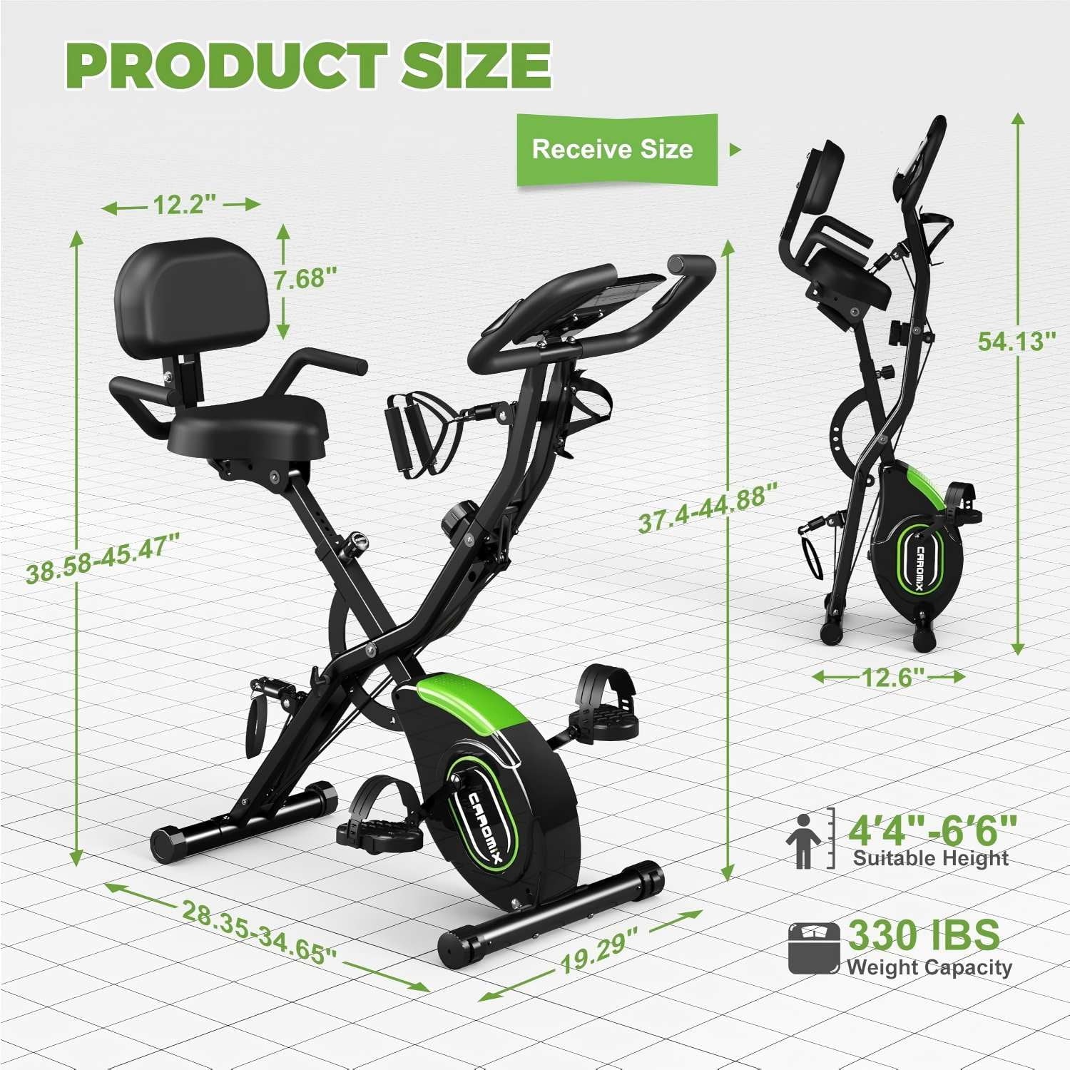 Folding Exercise Bike,5 in 1 Stationary Magnetic Cycling Bicycle Upright Indoor Cycling Bike for Home Workout,Office Exercise Equipment with 330LB Capacity