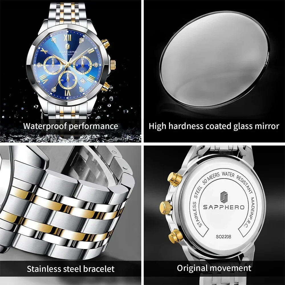 Men Watch Diamond Mirror Luxury Waterproof Watch 2025 New Quartz Watch Diamond Dial Clock Gift Wristwatch Reloj Hombr