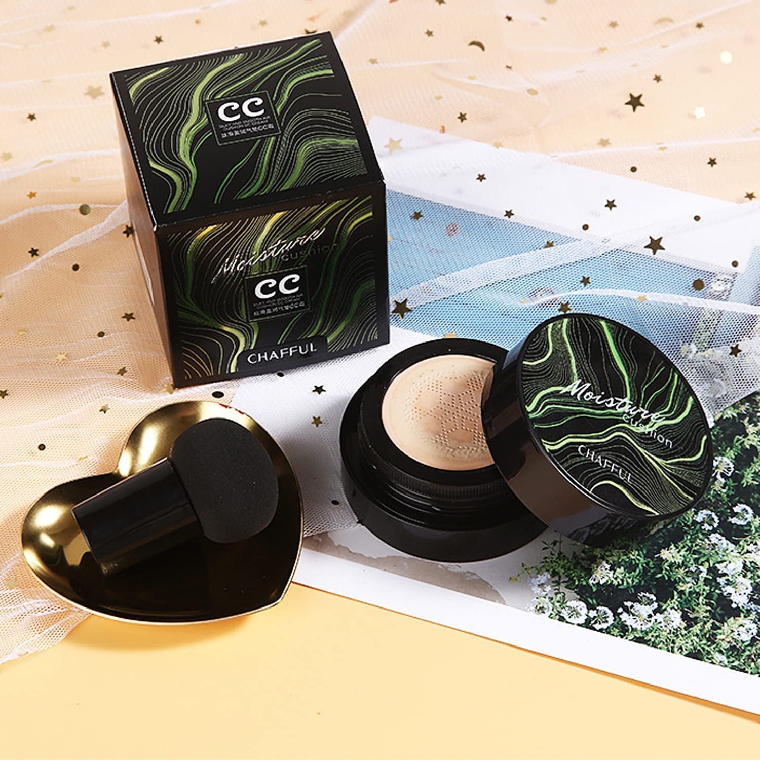 Mushroom Head Air Cushion CC Cream Natural Foundation,Phoera CC Cream Foundation with Spf,Color Correcting anti Aging Hydrating Serum,Phoera Face Primer (