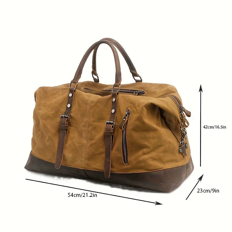 Men Travel Bags M Hand Luggage Bags Canvas Leather Travel Duffel Bags Shoulder Bags Large Capacity Weekend Overnight