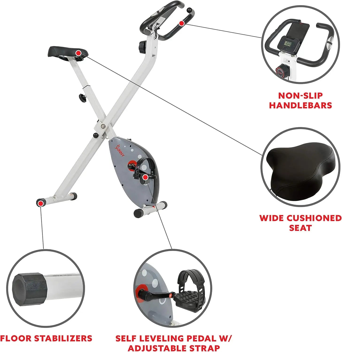 Exercise Bike W/Pulse Sensors & Adjustable Cushion Seat, Home Cardio Training Machine for Adults/Seniors&