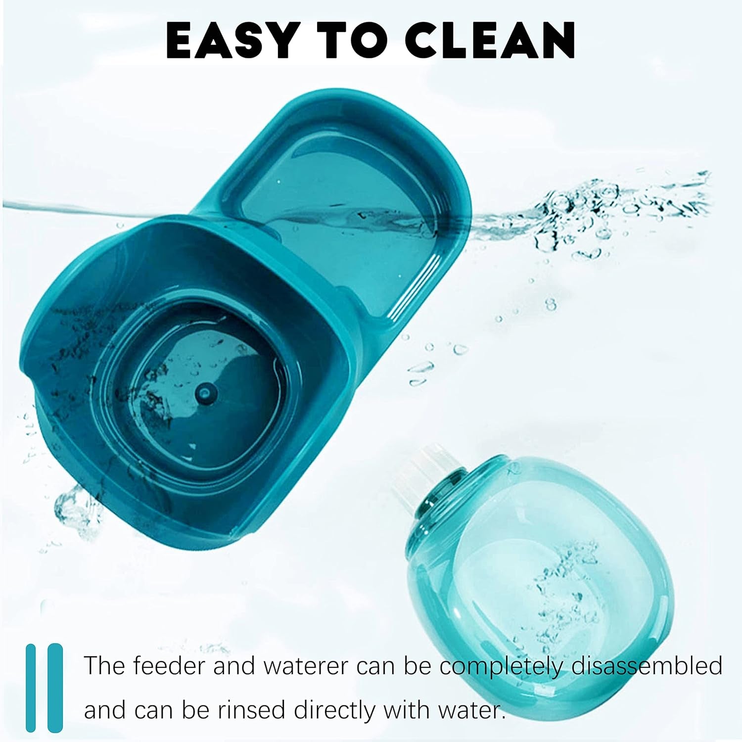 Pets Feeder Set Dog Feeder Cats Feeder with Water Dispenser Automatic Gravity Big Capacity Pets Feeder Auto for Small Medium Big Cats Dogs (Blue)