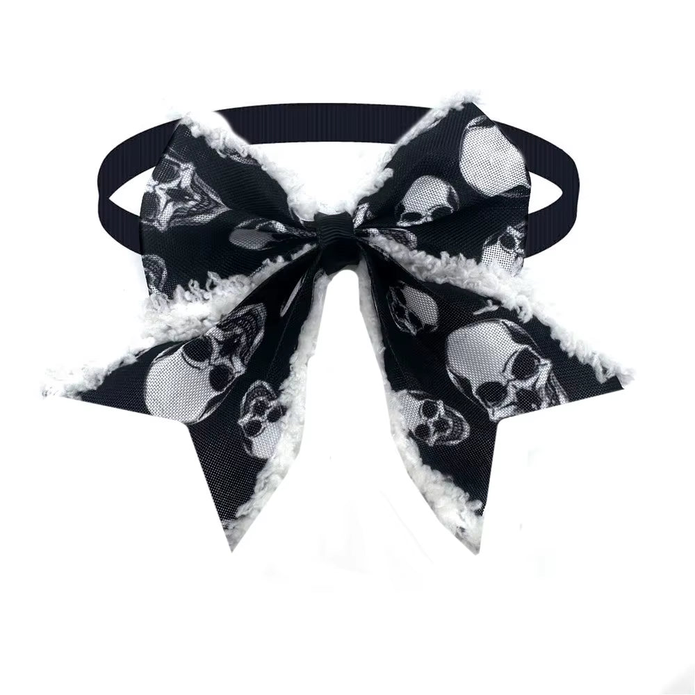 Halloween Dog Pets Accessories Bow Tie with Fur Edge Collar Pets Supplies Dog Grooming Product Dog Bow Tie Necktie