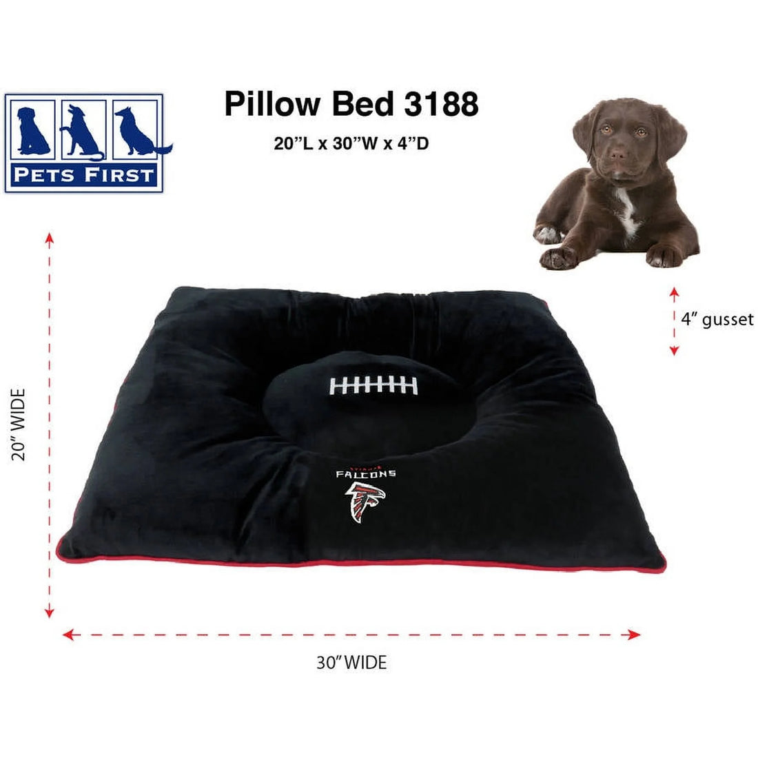 NFL Atlanta Falcons Pillow Bed Mattress - Premium Quality Soft &amp; Cozy Plush! 20+ Teams! for PETS