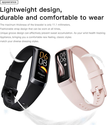 Keep Health Fitness Trackers for Women Men, Amoled Fitness Tracker for Android&amp;Ios, Alarm Stopwatch Fitness Tracker with Blood Pressure Monitor, Calories Burned IP68 Waterproof Fitness Step Tracker