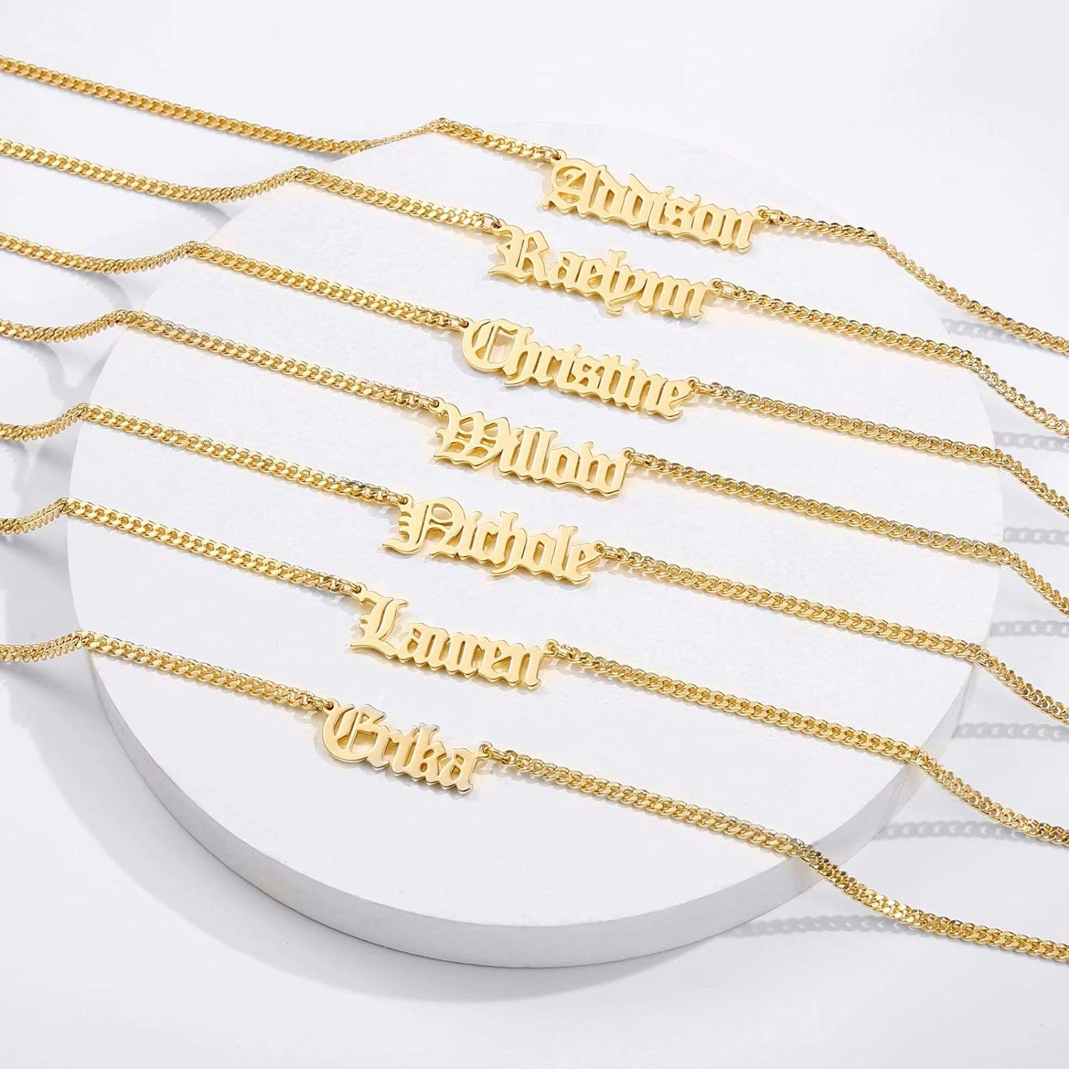 Gold Custom Name Necklace Personalized, Rose 14K Gold Plated Personalized Name Necklace Gold Customized Necklace Jewelry Name Plate Necklace Personalized Gifts for Women Gothic Font Style