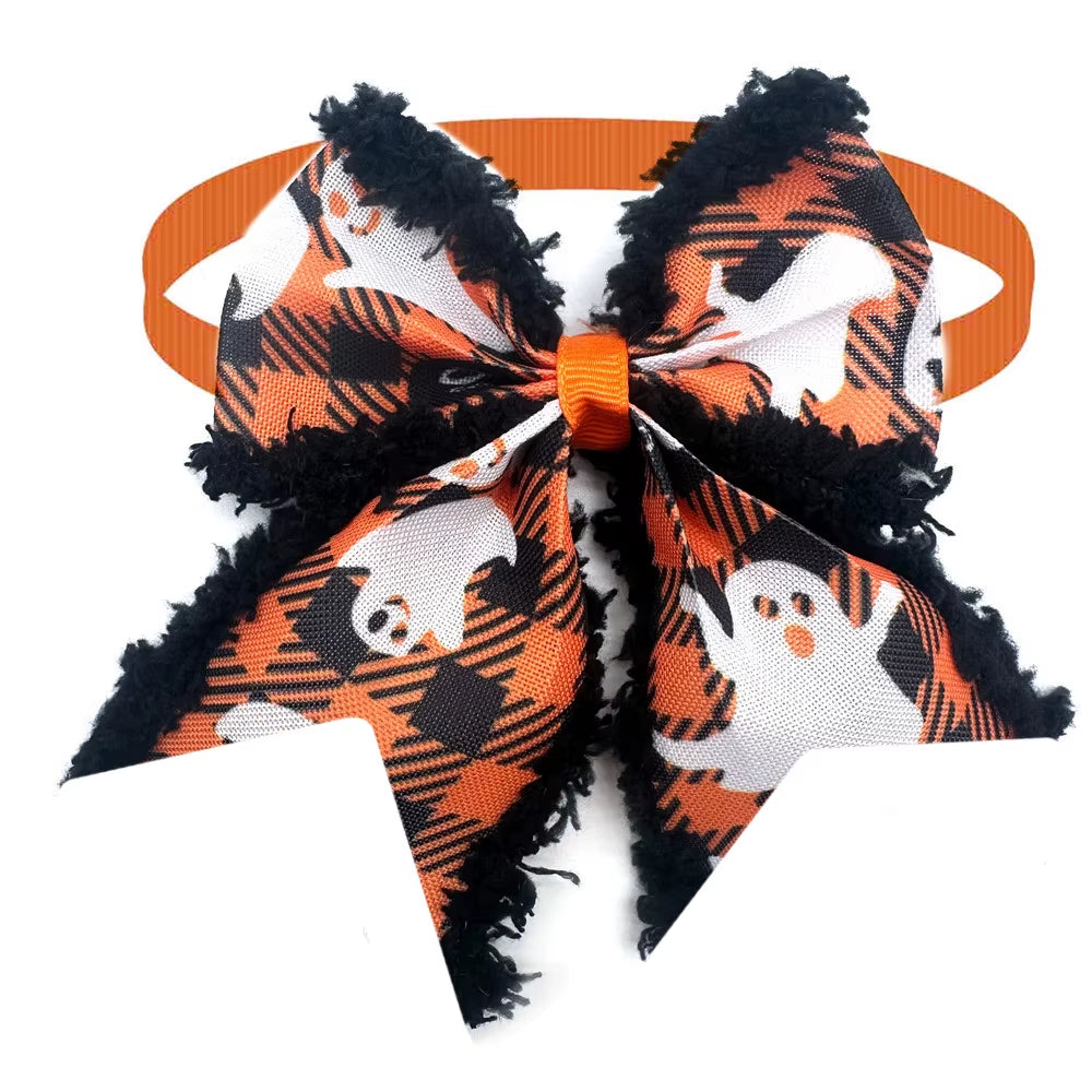 Halloween Dog Pets Accessories Bow Tie with Fur Edge Collar Pets Supplies Dog Grooming Product Dog Bow Tie Necktie