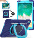 Ipad Pro 10.5 Case 2017 Released/Ipad Air 3Rd Generation Case 2019 Release; Rugged Heavy Duty Protective Cover with Pencil Holder, 360° Swivel Stand, Shoulder Strap; for Kids (Navy Blue+Blue)