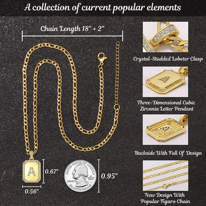 Initial Necklaces for Women Gold Letter N Necklace Trendy Jewelry 18K Plated Figaro Chain Necklace Christmas Gifts for Women