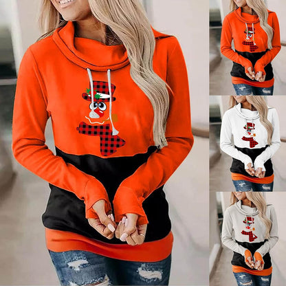 Christmas Hoodies for Womens Fall Fashion Winter Casual Cute Snowman Print Hooded Drawstring Tops Pullover Sweatshirt
