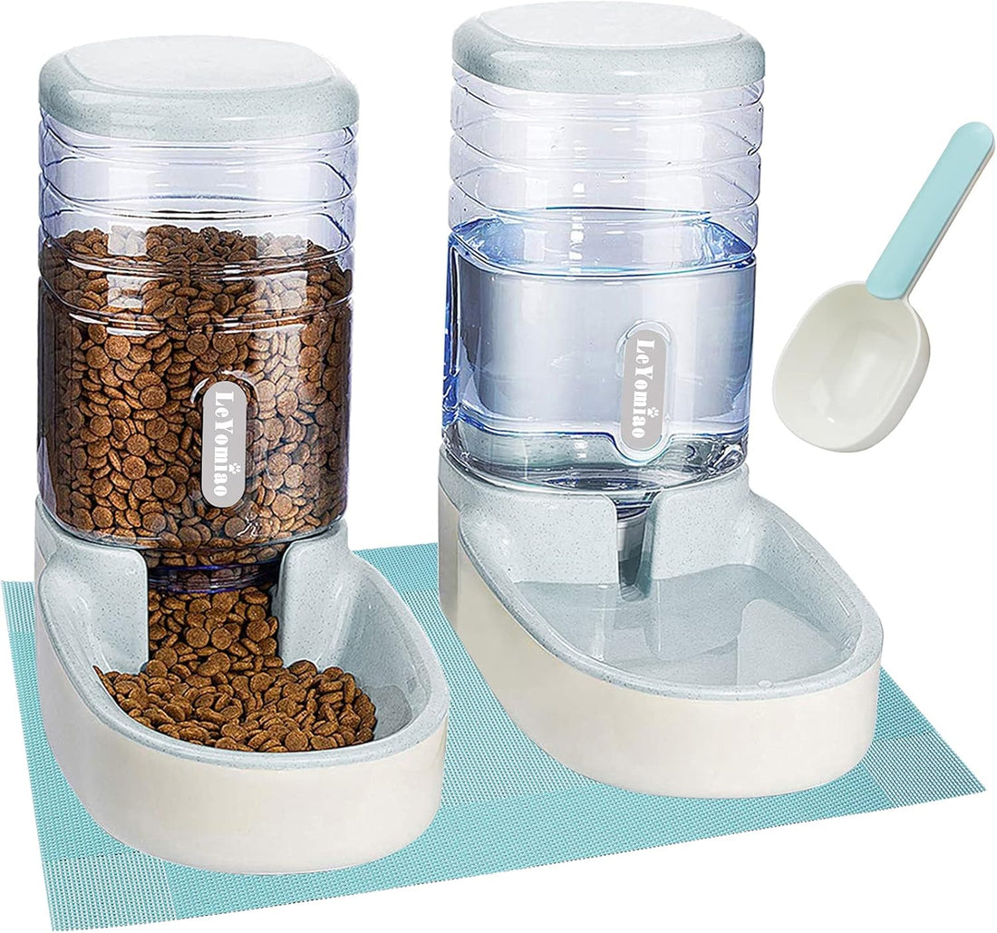Pets Feeder Cats Dogs Automatic Feeder Set 3.8 L with 1 Water Dispenser and 1 Food Feeder for Small, Medium &amp; Big Pets (Waterer)