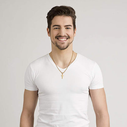 Gold Cross Pendant for Men Gold, Mens Cross Necklace Simple Cross Pendant Necklace Men&