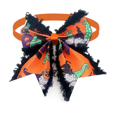 Halloween Dog Pets Accessories Bow Tie with Fur Edge Collar Pets Supplies Dog Grooming Product Dog Bow Tie Necktie