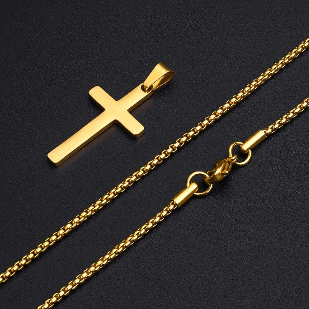 Gold Cross Pendant for Men Gold, Mens Cross Necklace Simple Cross Pendant Necklace Men&