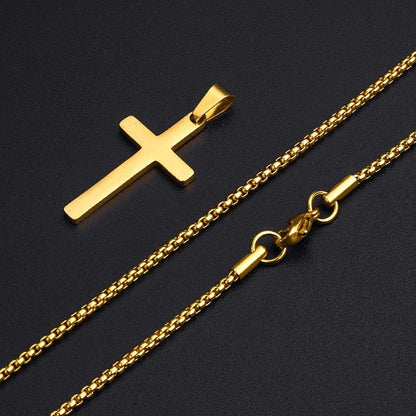 Gold Cross Pendant for Men Gold, Mens Cross Necklace Simple Cross Pendant Necklace Men&