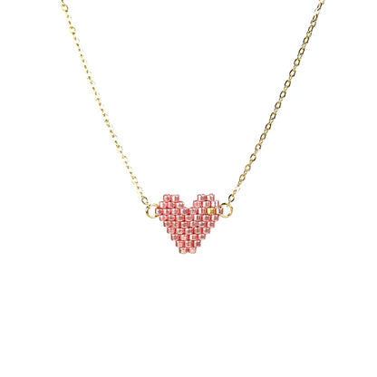 Woman Sweet Heart Necklace Stainless Steel Chain Choker Friendship Gift Handmade Miyuki Necklace Cute Collares Necklace