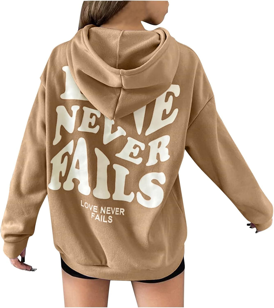 Women Letter Print Hoodies Oversize Casual Sweatshirts Long Sleeve Hooded Pullovers Graphic Tops Outwear