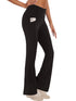 Womens Bootcut Yoga Pants with Pockets High Waist Bootleg Trousers Workout Gym Flare Legging Activewear Black M