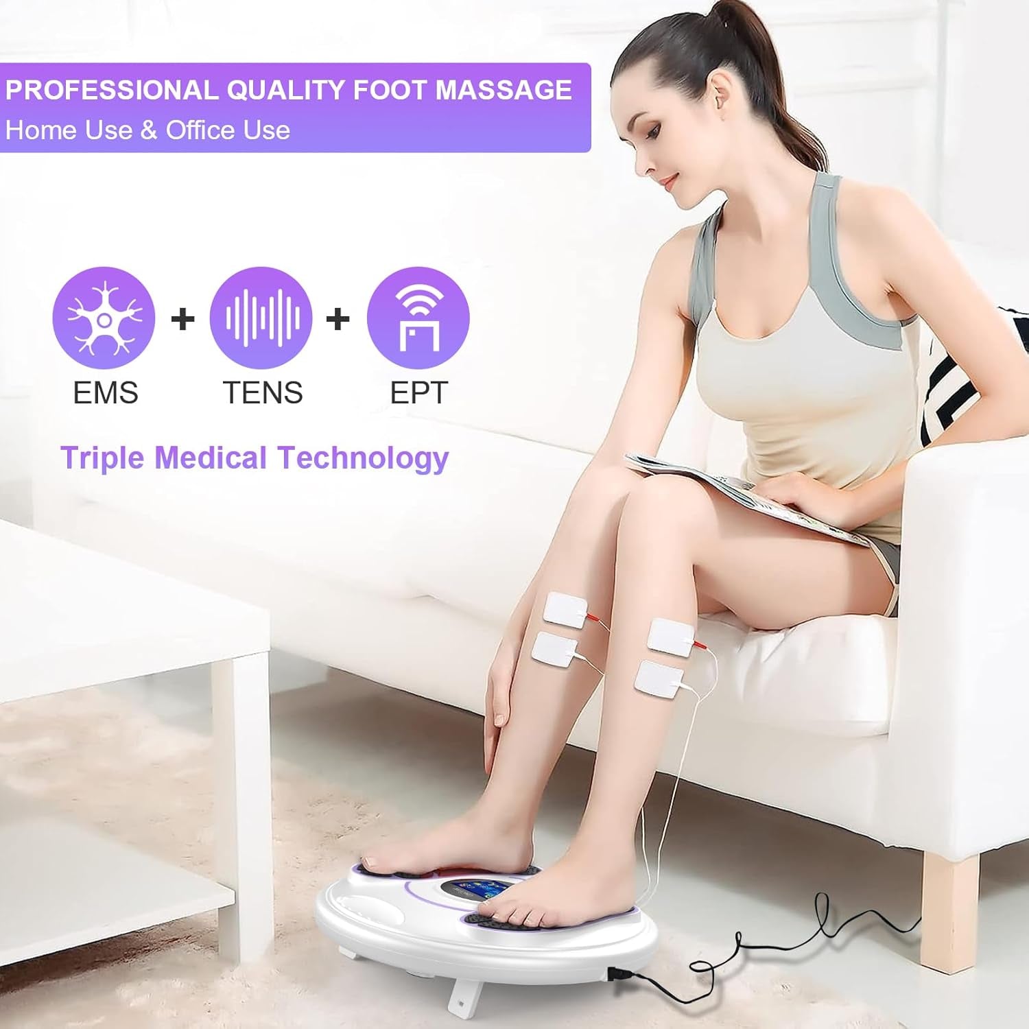 EMS &amp; TENS Foot Stimulator Massager-Fsa or HSA Eligible-Electric Foot Stimulator with Remote Control Improves Circulation, Feet Legs Nerve Muscle Stimulator Relieves Body Pains, Neuropathy