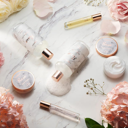 Birthday Gifts for Mom, Daughter Self Care Gifts for Women, Luxe 16Pc Rose Bath and Body Home Spa Set, Relaxation Bath Gift Basket for Birthday Pampering with Perfumes, Acne Kit, Lotions &amp; More