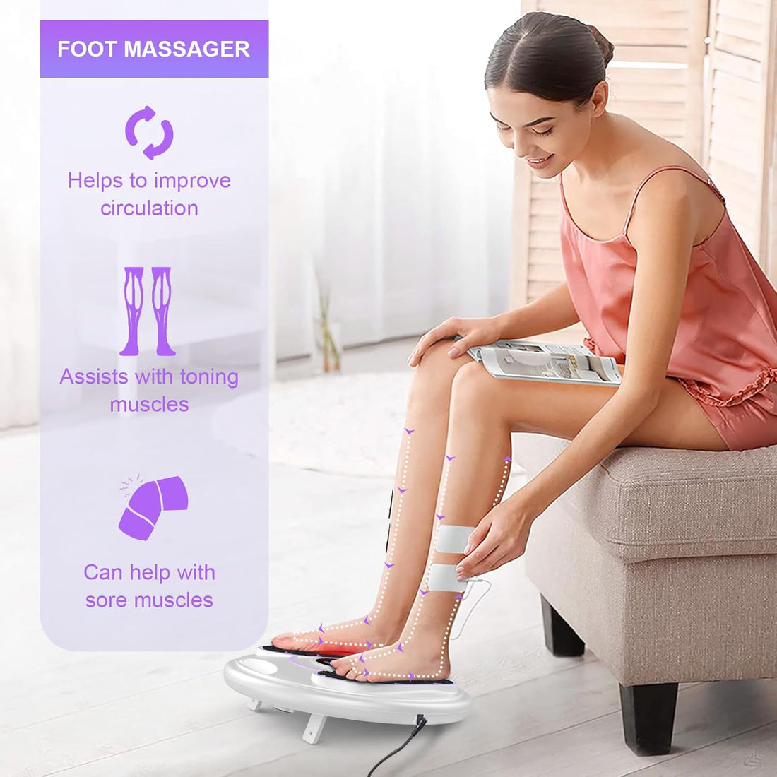 EMS &amp; TENS Foot Stimulator Massager-Fsa or HSA Eligible-Electric Foot Stimulator with Remote Control Improves Circulation, Feet Legs Nerve Muscle Stimulator Relieves Body Pains, Neuropathy