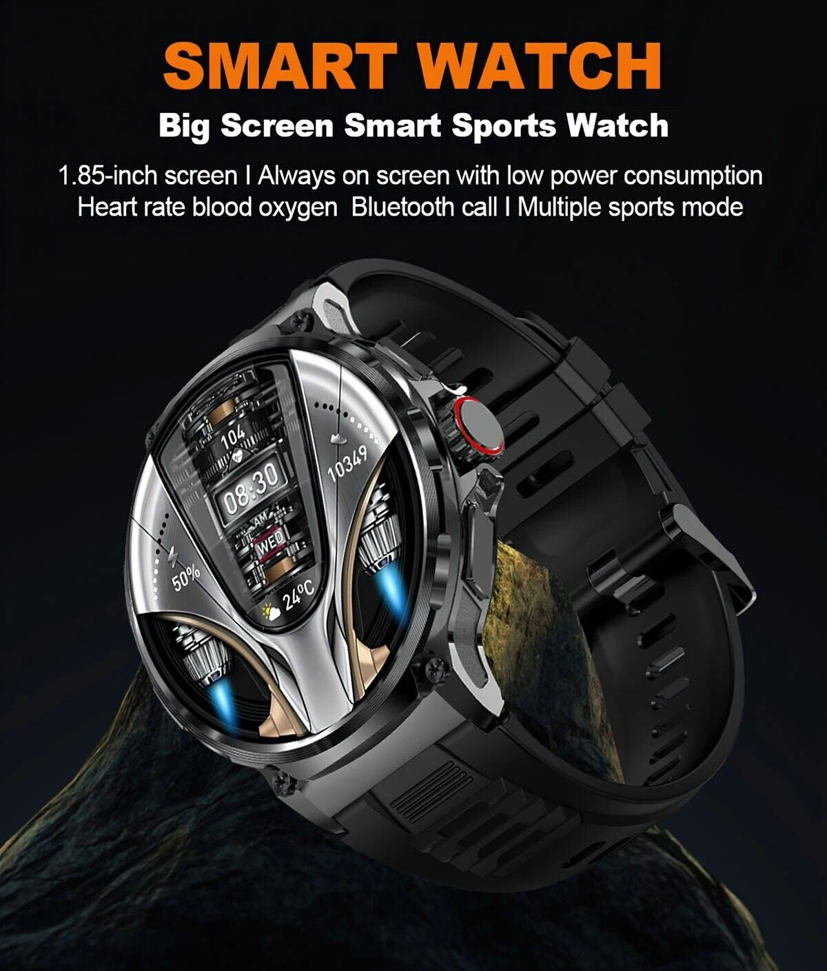 1.85&quot; Ultra HD Smartwatch GPS Bluetooth Call Health Monitoring Watch Gym Gift