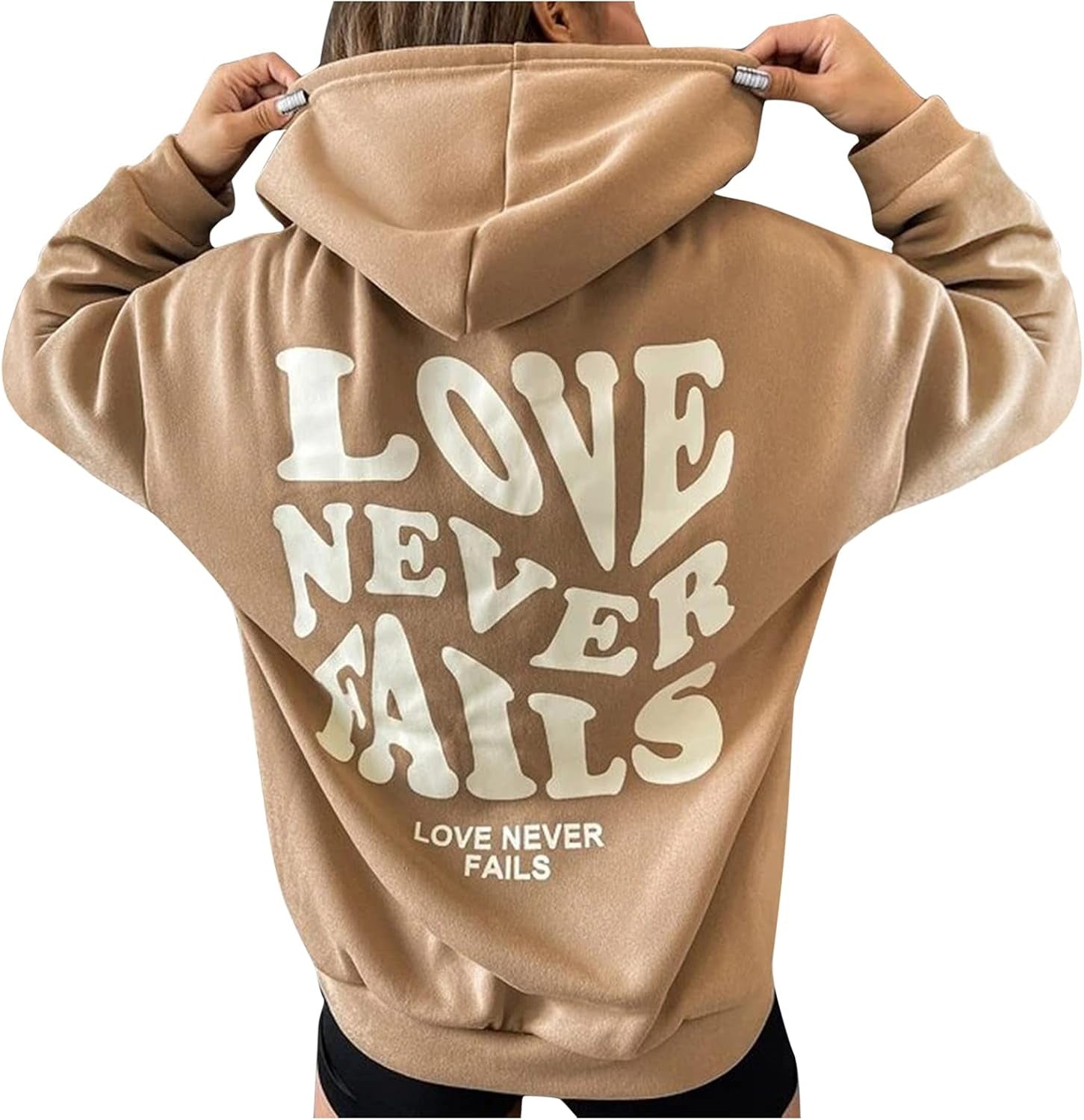 Women Letter Print Hoodies Oversize Casual Sweatshirts Long Sleeve Hooded Pullovers Graphic Tops Outwear