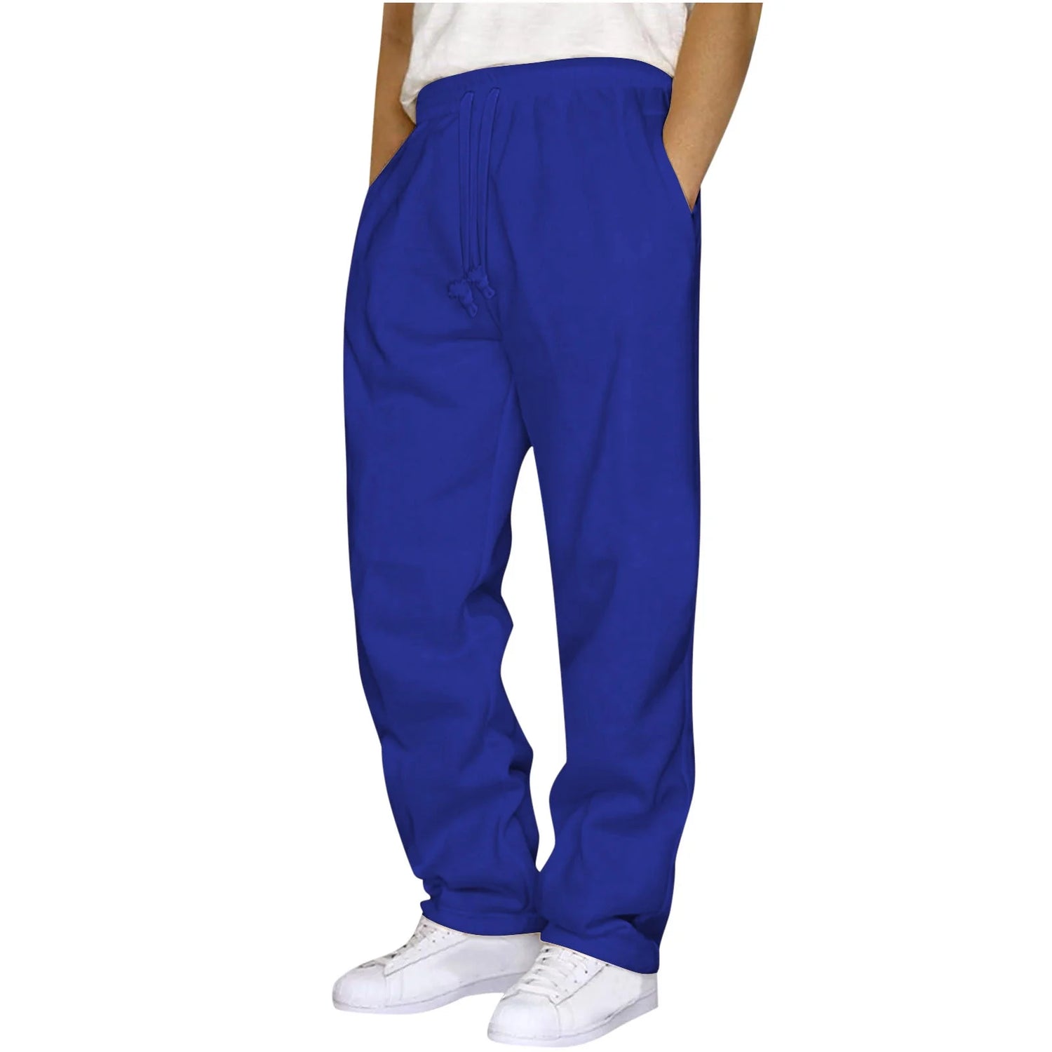 Mens Sweatpants with Pockets Outdoor Running Jogger Pants Elastic Waist Drawstring Workout Casual Sweatpants Open Bottom, Black S