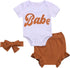 3Pcs Newborn Baby Girl Babe Printed Summer Clothes Short Sleeve Romper + Shorts + Headband Outfits 12-18 Months