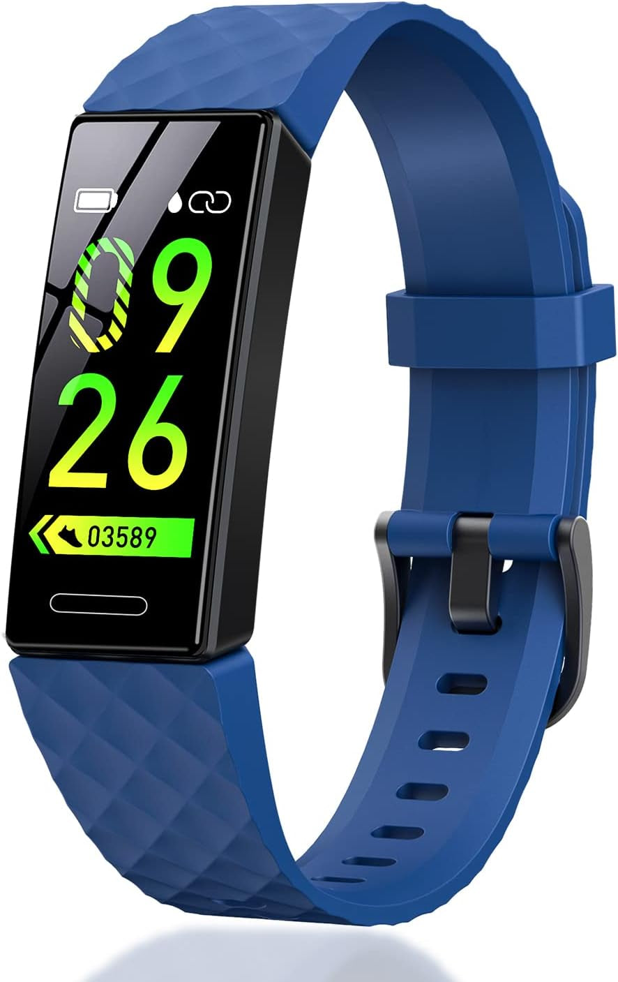 Fitness Tracker, Fitness Watch Activity Tracker with Pedometers, Heart Rate &amp; Sleep Monitor, Stopwatch, Step Calorie Counter, Blood Oxygen, IP68 Waterproof Tracker Watch for Man and Women(Blue)
