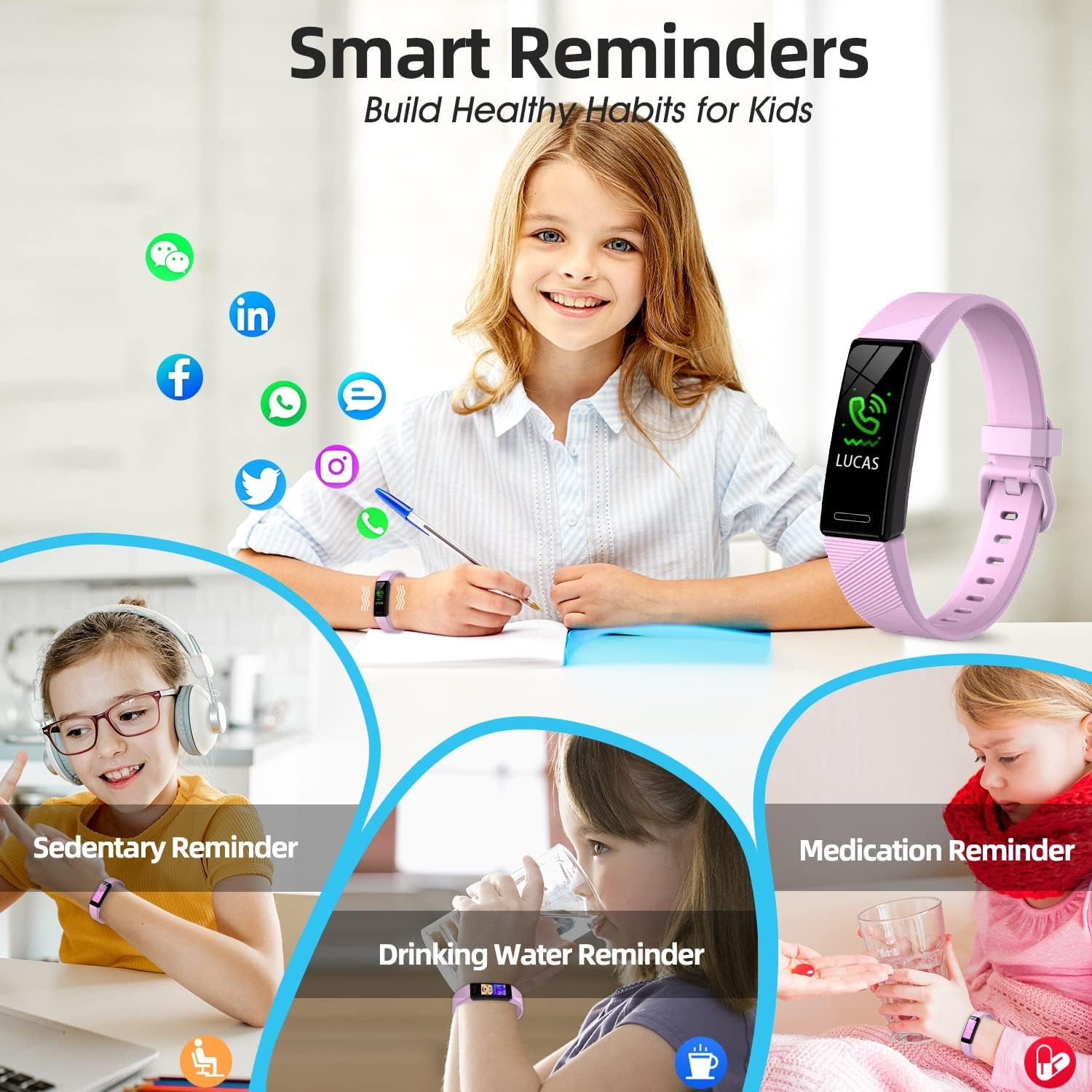 Fitness Tracker Watch for Kids, IP68 Waterproof Activity Tracker, Heart Rate Sleep Monitor, 11 Sport Modes Calorie Step Counter with Alarm Clock and Reminder, Great Gift for Boys Girls Teens (Pink)