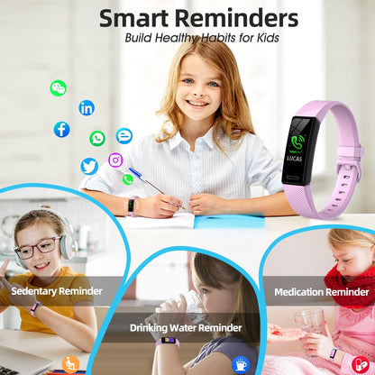 Fitness Tracker Watch for Kids, IP68 Waterproof Activity Tracker, Heart Rate Sleep Monitor, 11 Sport Modes Calorie Step Counter with Alarm Clock and Reminder, Great Gift for Boys Girls Teens (Pink)