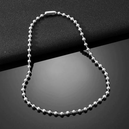 Stainless Steel Heart Necklaces for Women 6Mm Gold/Silver Color Metal Ball Bead Chain Choker Collier Femme Valentine&