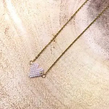 Woman Sweet Heart Necklace Stainless Steel Chain Choker Friendship Gift Handmade Miyuki Necklace Cute Collares Necklace